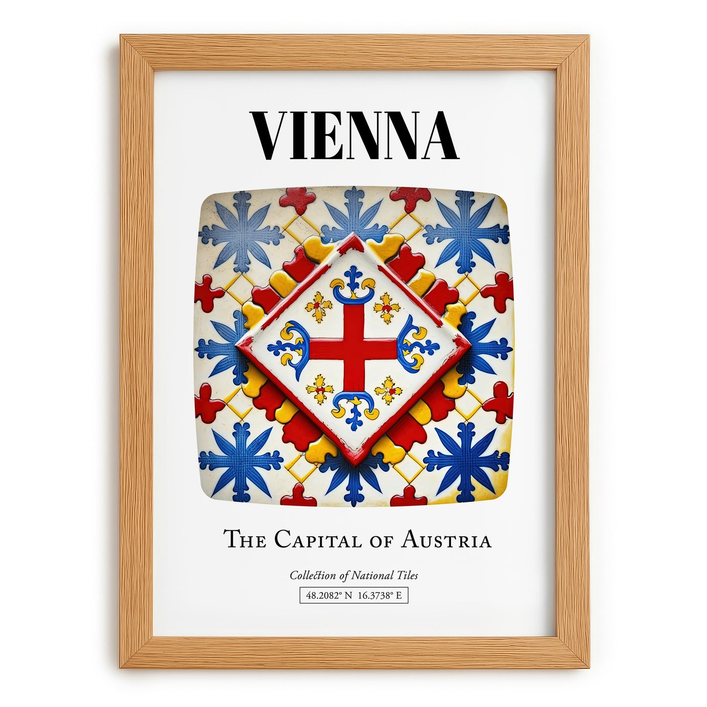 Vienna, Austria – Tourist Destination Poster, set in oak frame