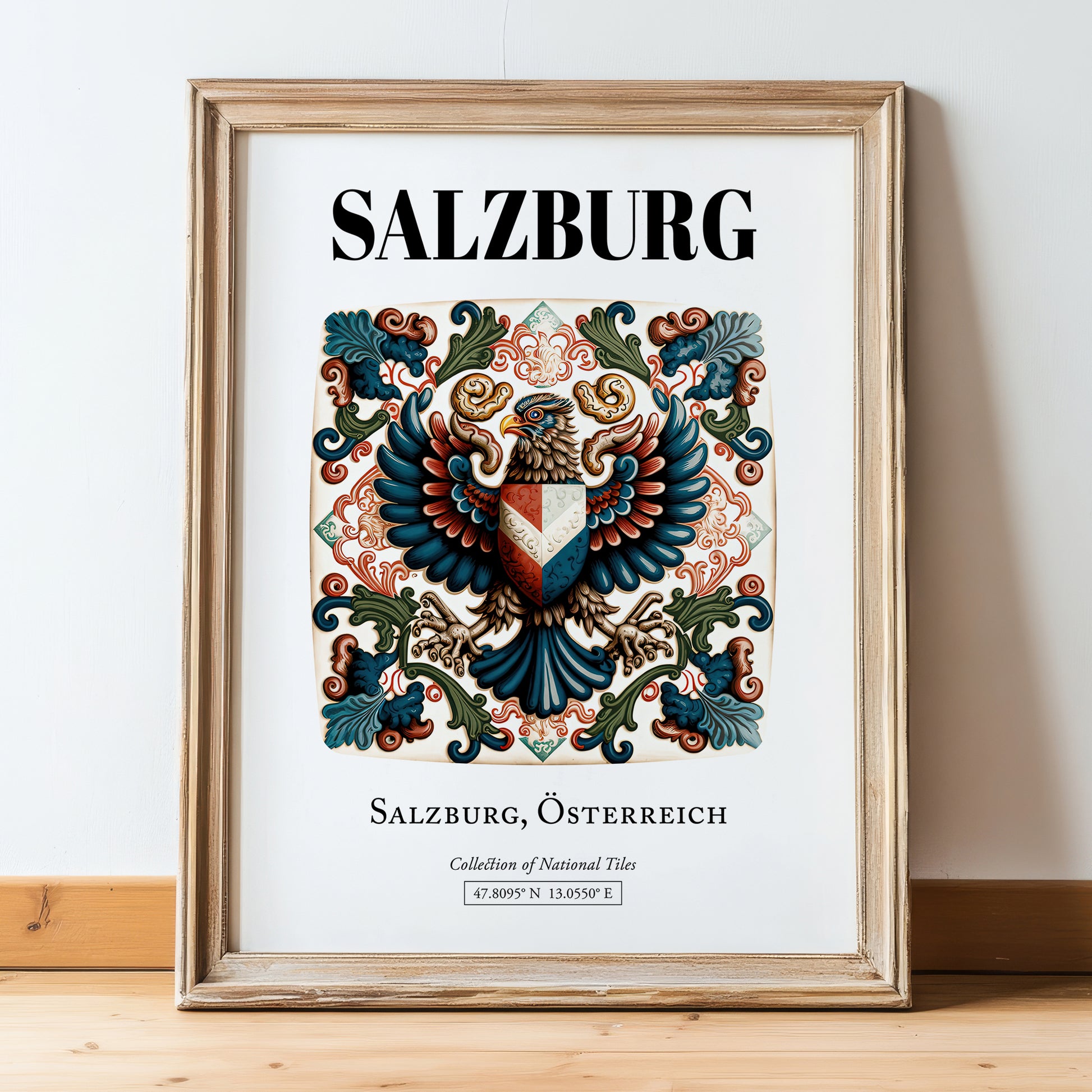 Salzburg, Austria – Wanderlust Wall Decor, in wooden frame leaning on the floor