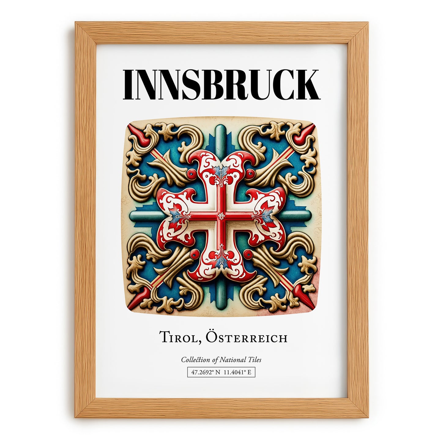 Innsbruck, Austria – Travel Print, set in oak frame