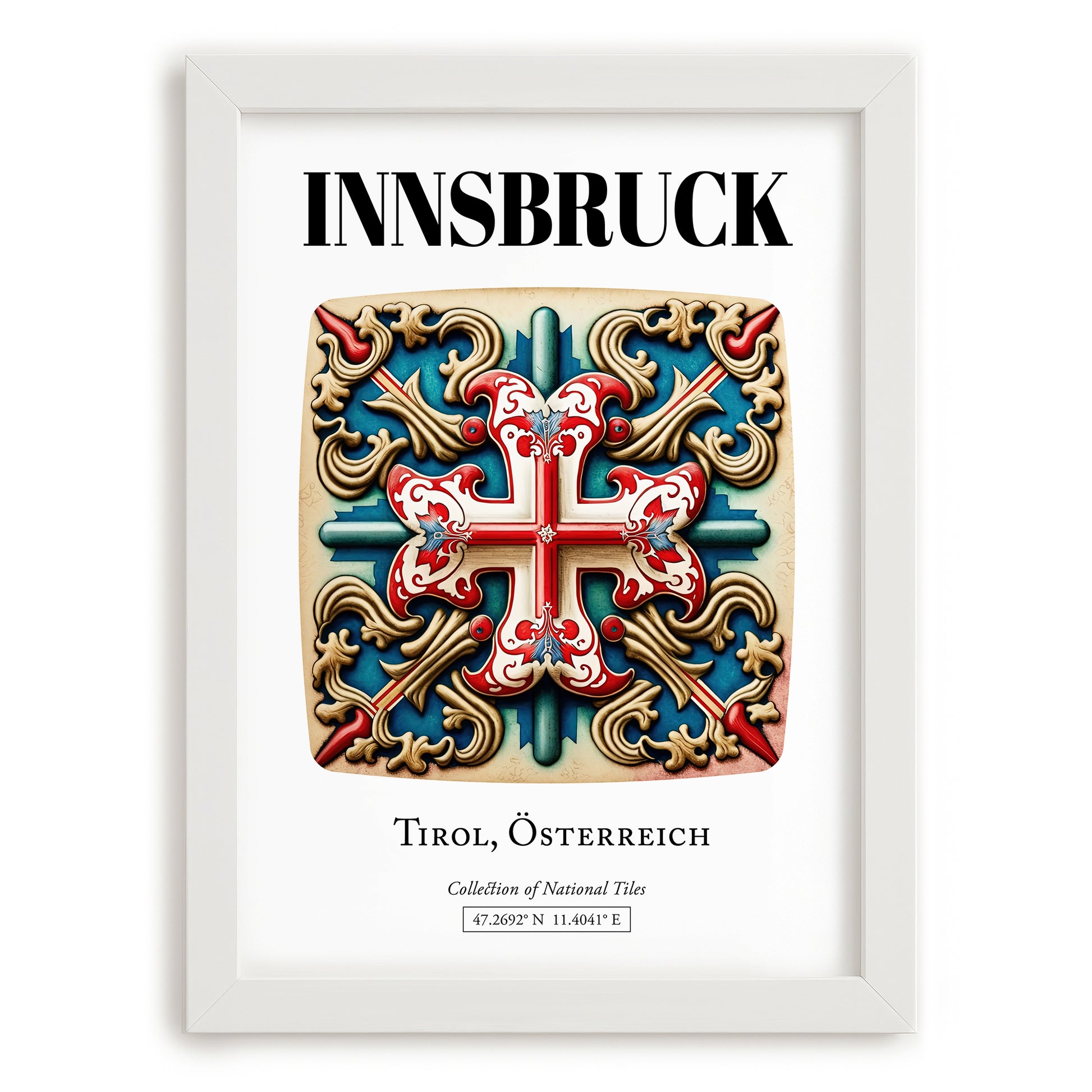 Innsbruck, Austria – Travel Print, placed in minimal white frame