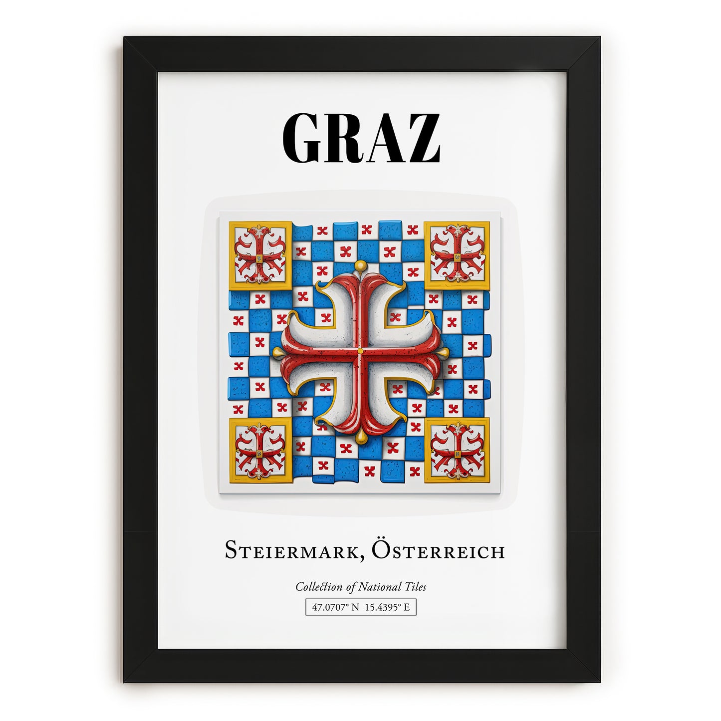 Graz, Austria – Travel Poster, in sleek black frame