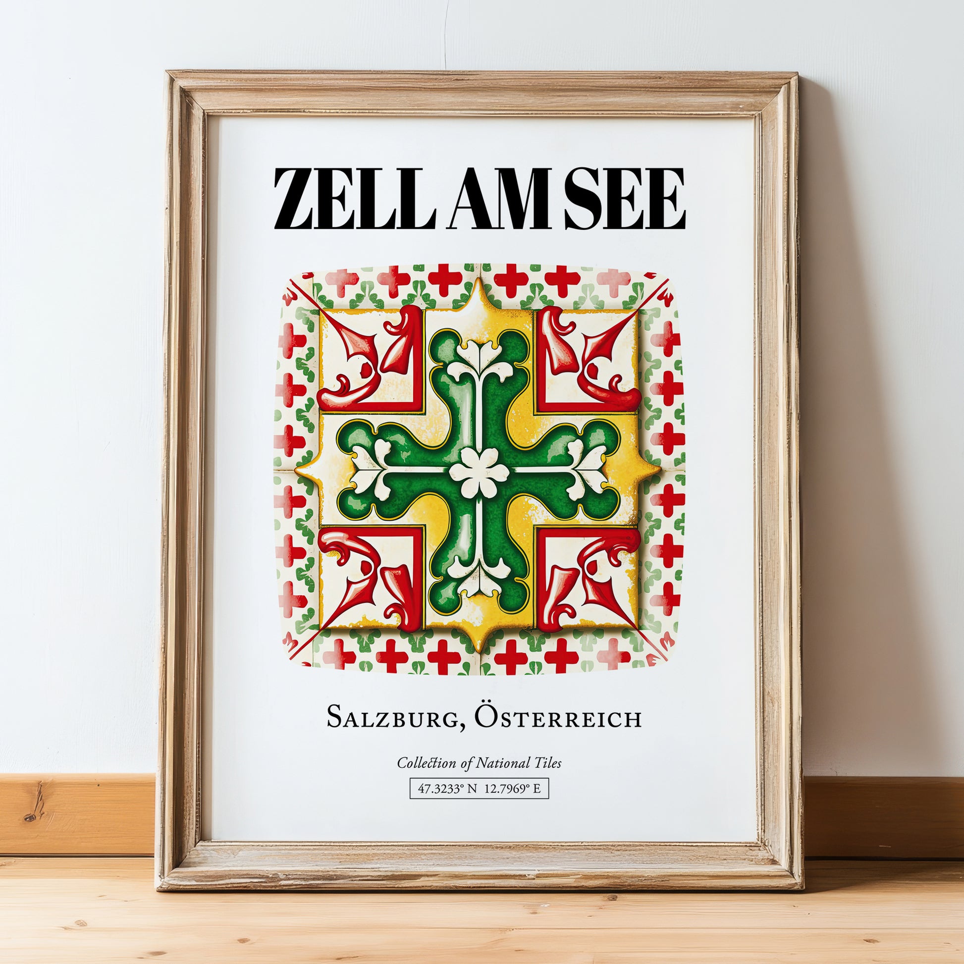 Zell Am See, Austria – Country Culture Poster, in wooden frame leaning on the floor