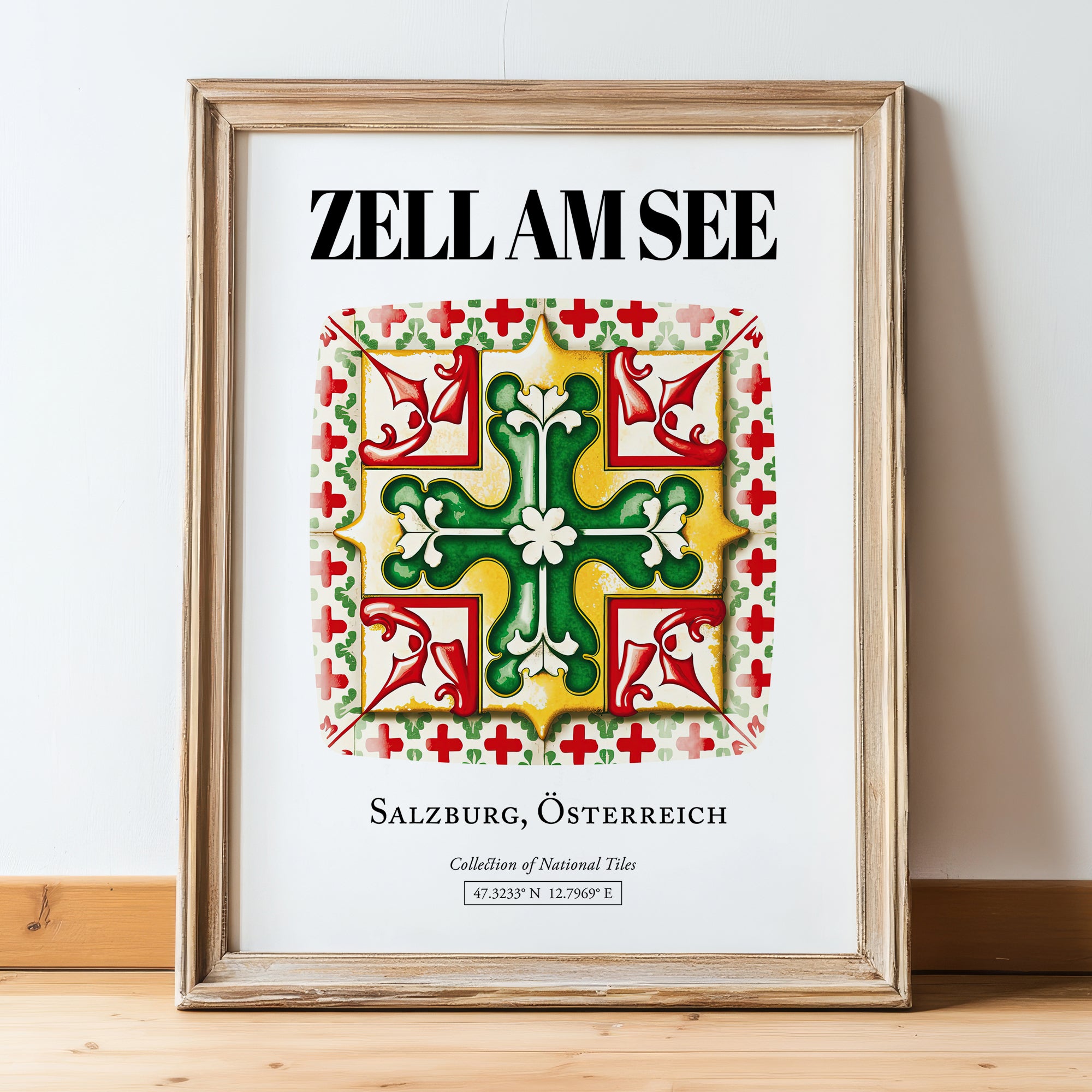 Zell Am See, Austria – Country Culture Poster, in wooden frame leaning on the floor