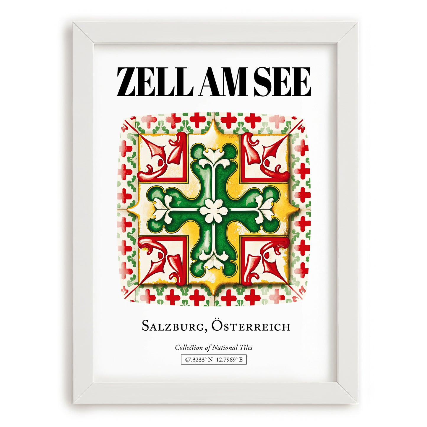 Zell Am See, Austria – Country Culture Poster, placed in minimal white frame