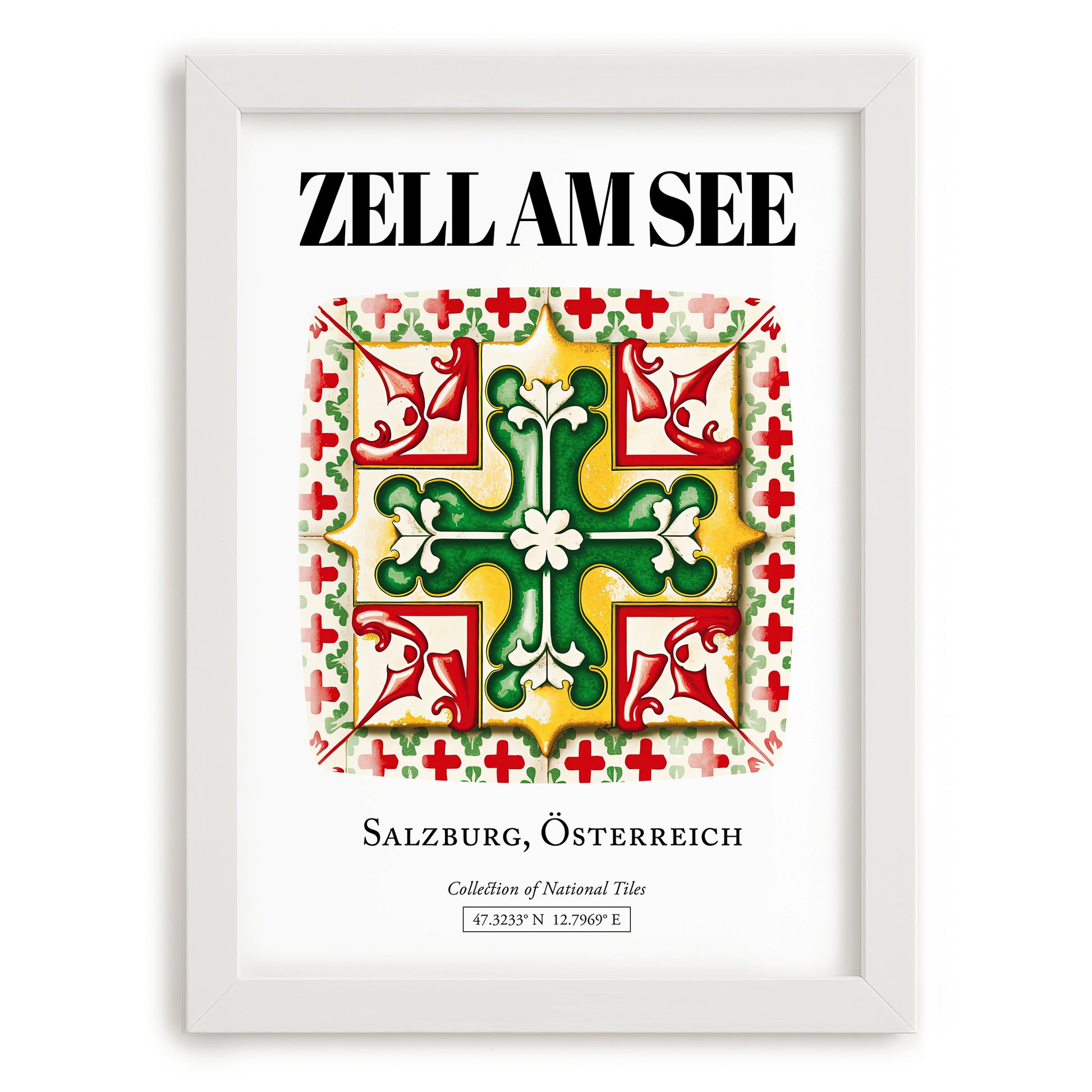 Zell Am See, Austria – Country Culture Poster, placed in minimal white frame