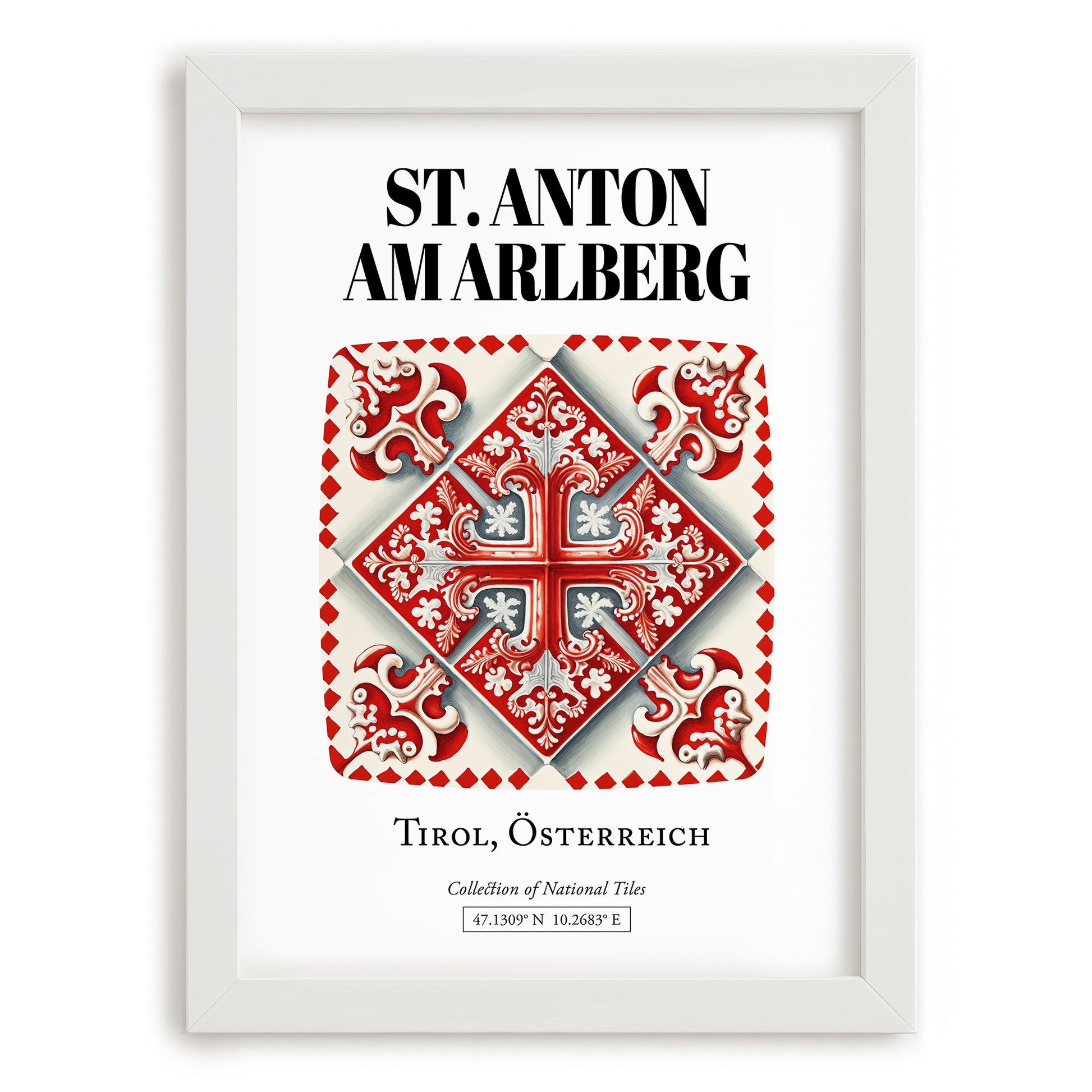 St. Anton Am Arlberg, Austria – Travel Print, placed in minimal white frame