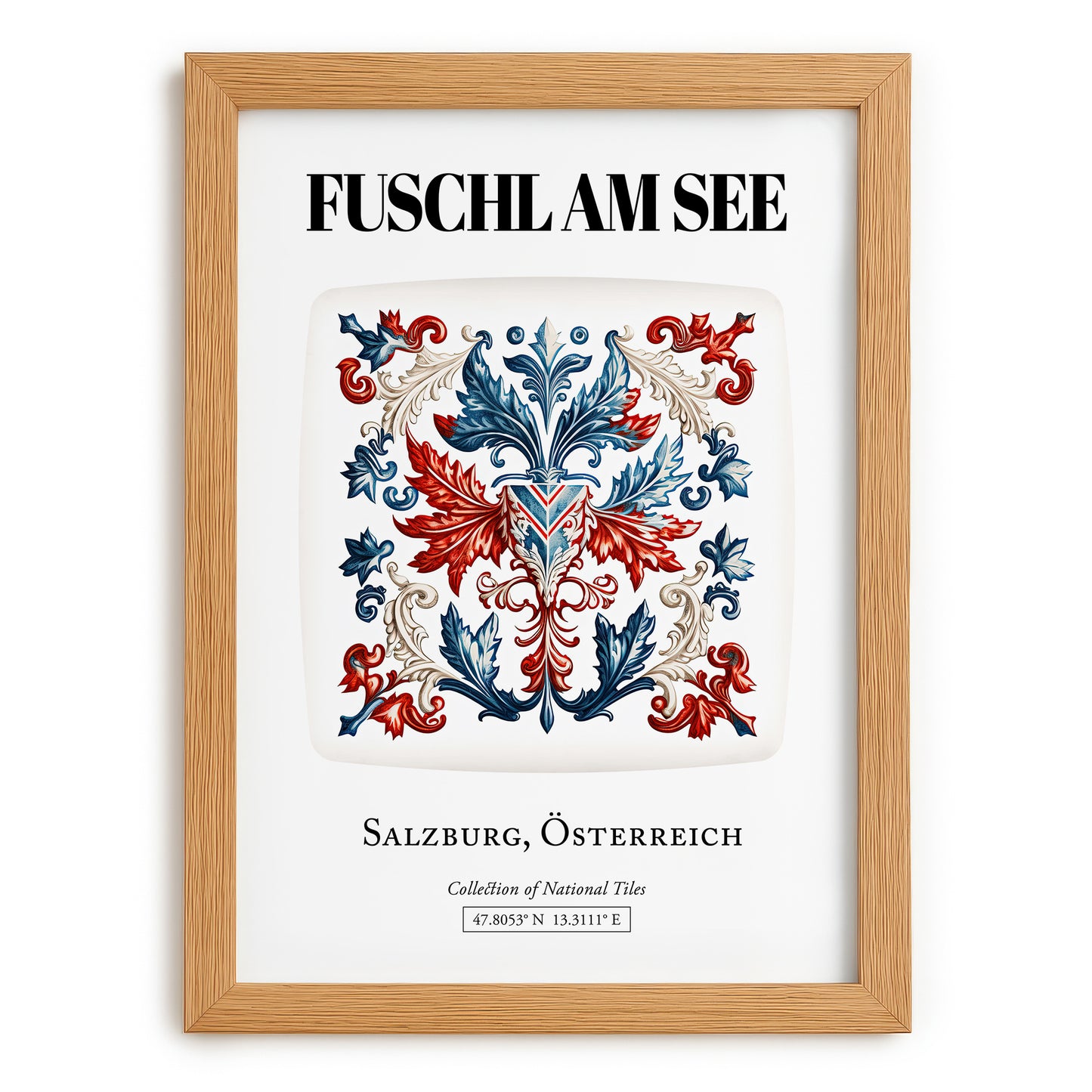 Fuschl Am See, Austria – Travel Poster, set in oak frame