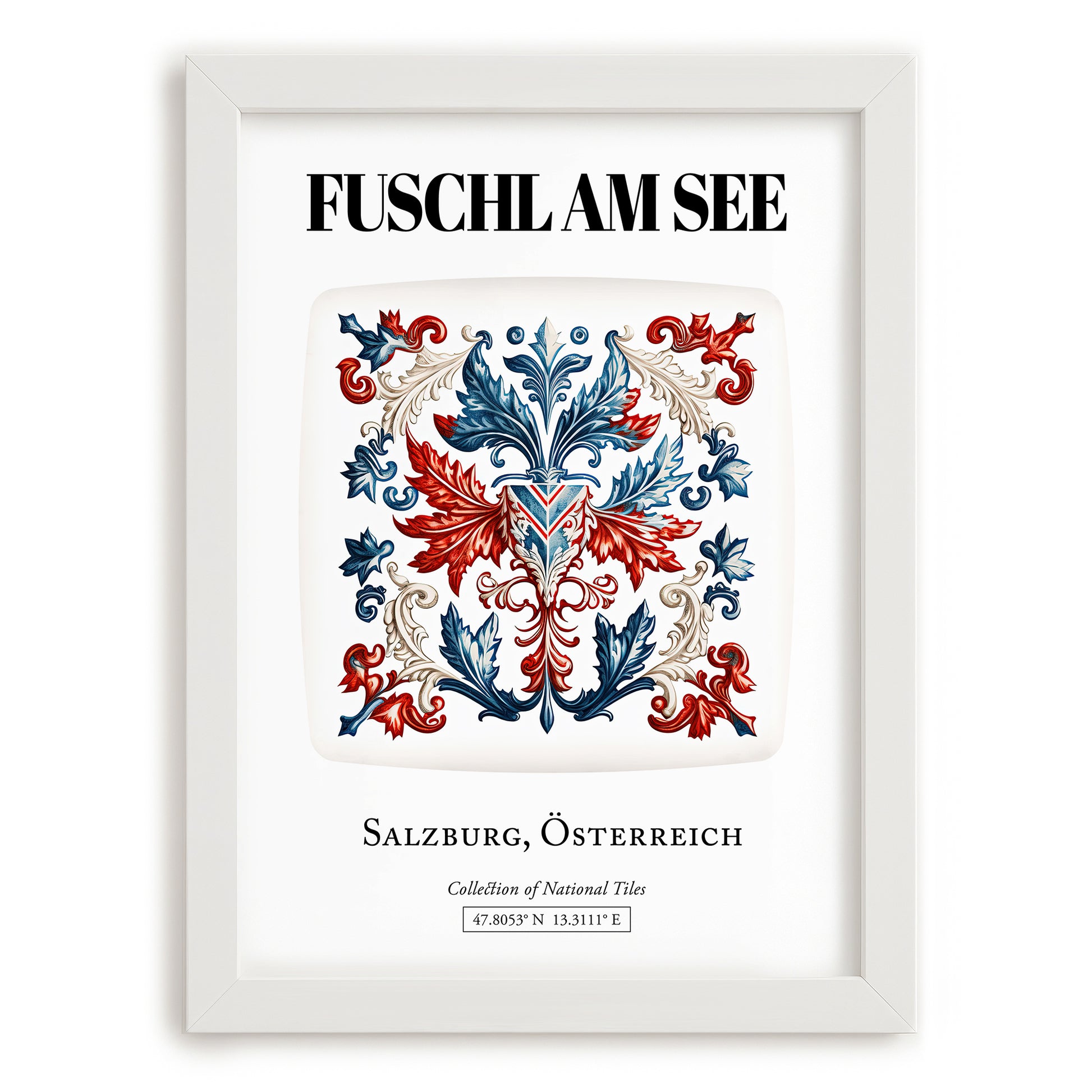 Fuschl Am See, Austria – Travel Poster, placed in minimal white frame