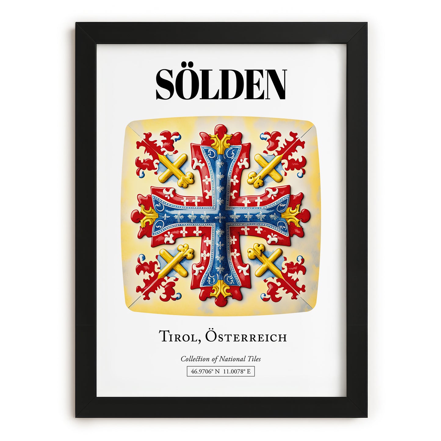 Sölden, Austria – Tourist Destination Poster, in sleek black frame