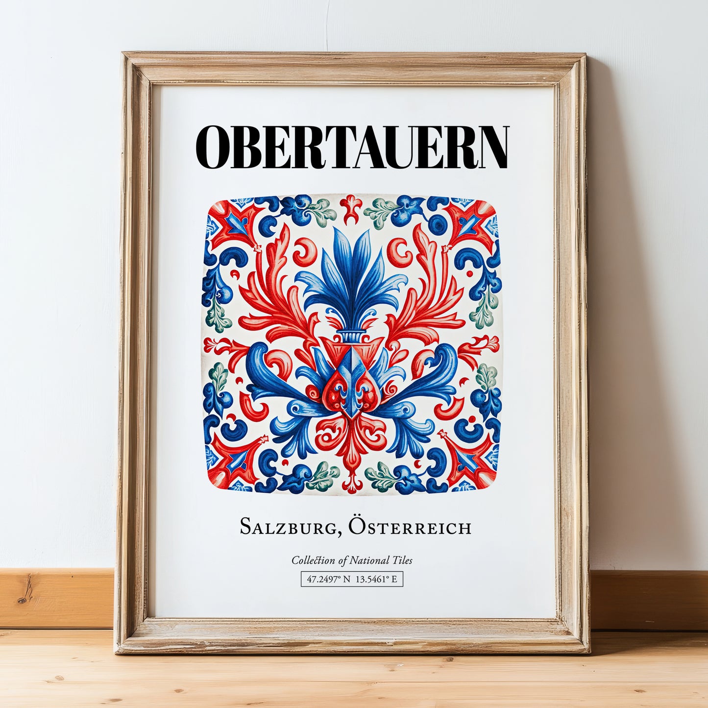 Obertauern, Austria – Country Culture Poster, in wooden frame leaning on the floor