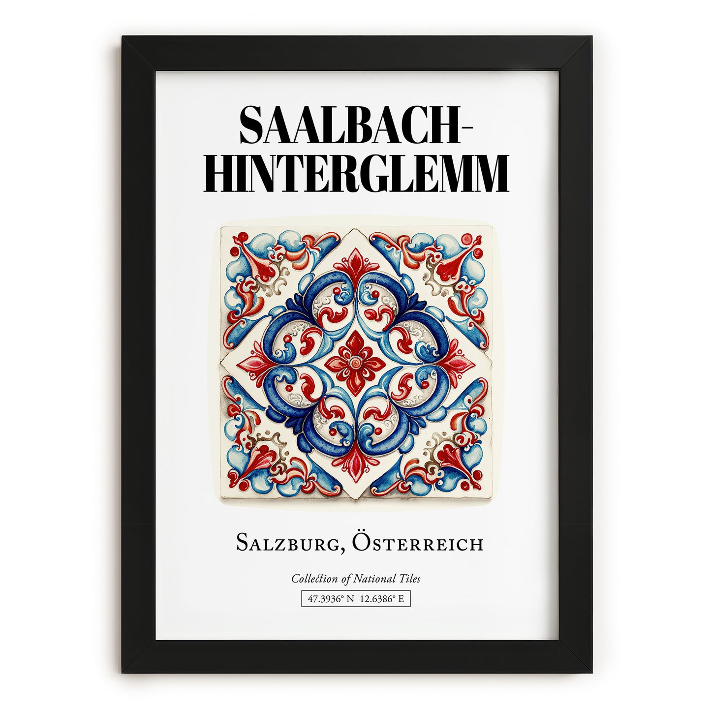 Saalbach-hinterglemm, Austria – Vintage Travel Poster, in sleek black frame