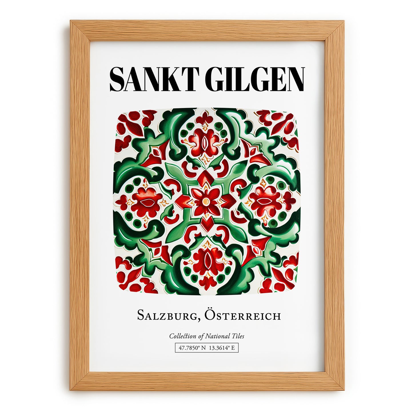 Sankt Gilgen, Austria – Cultural Heritage Wall Art, set in oak frame