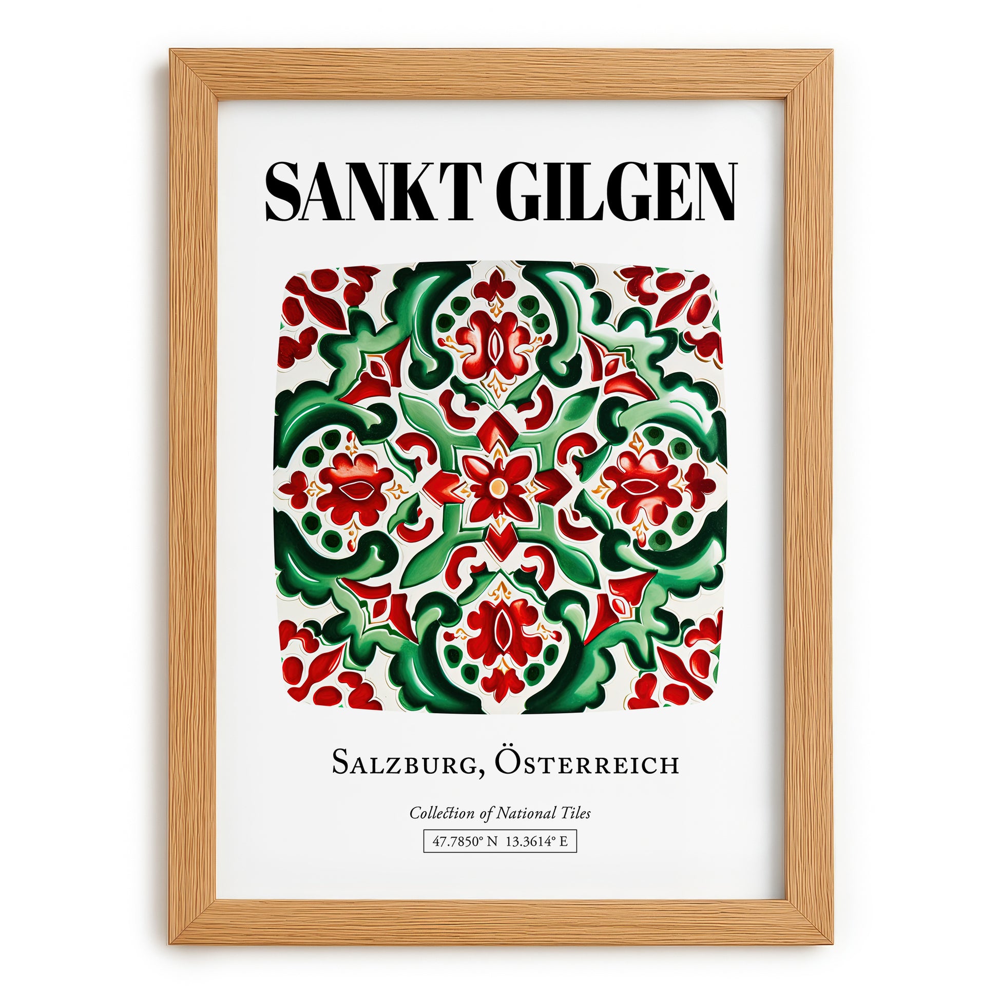 Sankt Gilgen, Austria – Cultural Heritage Wall Art, set in oak frame