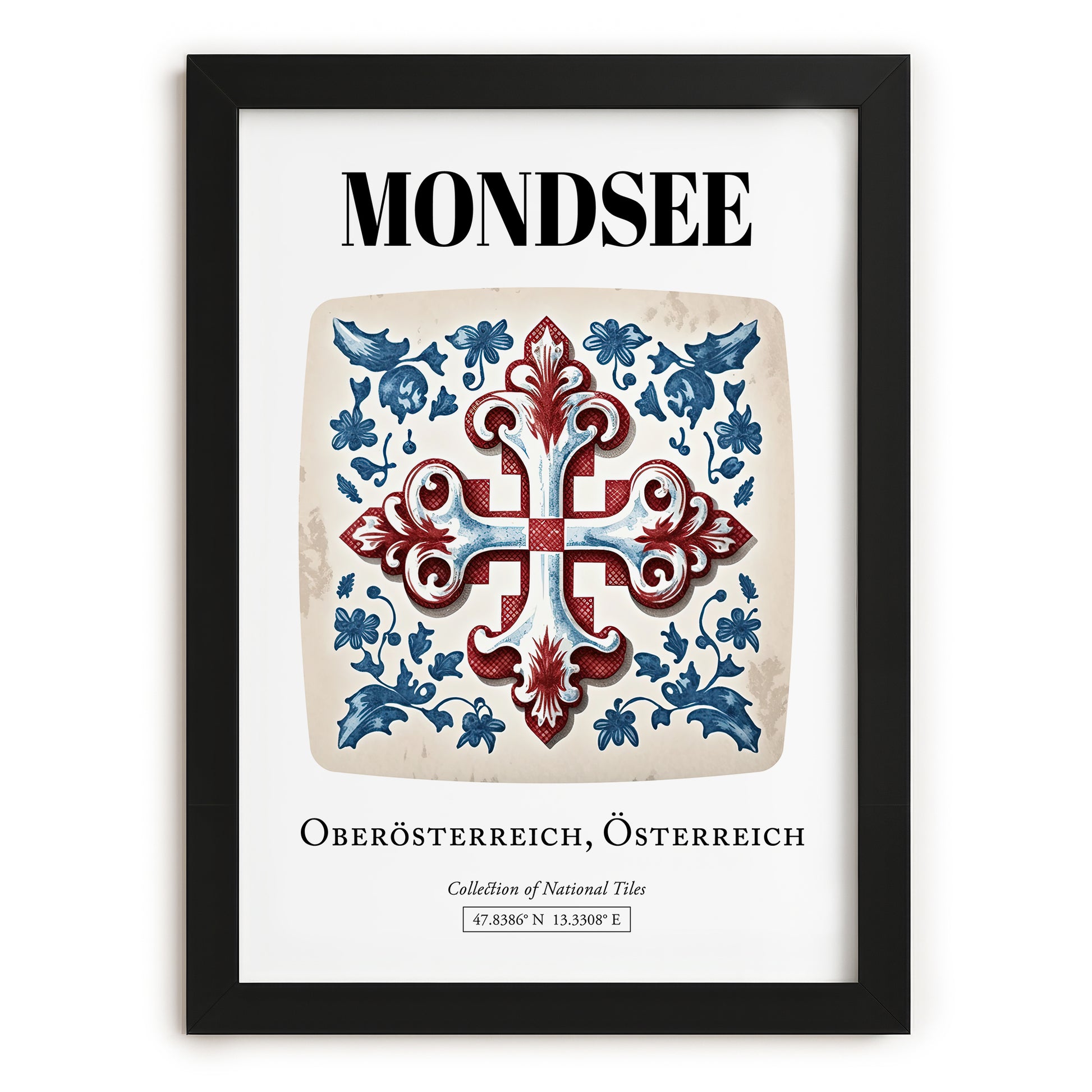 Mondsee, Austria – Global Cities Wall Print, in sleek black frame