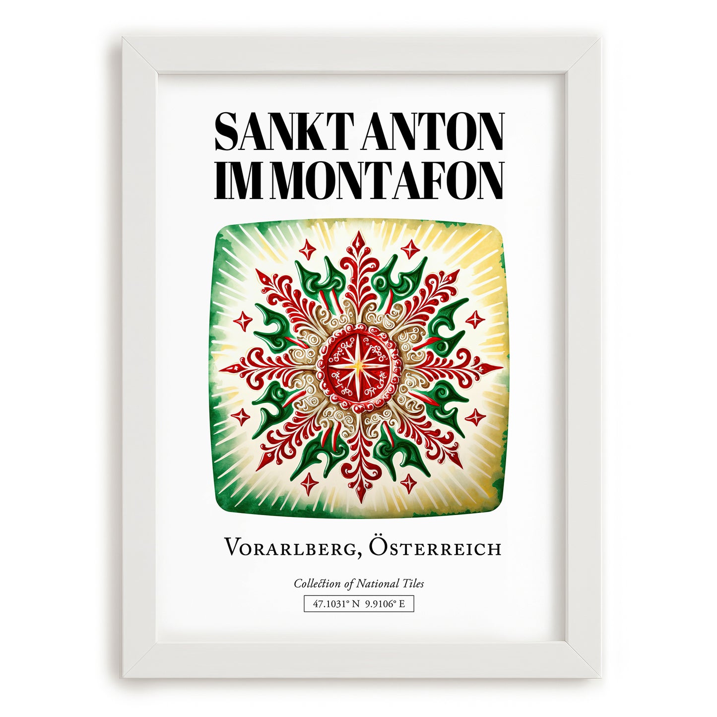 Sankt Anton Im Montafon, Austria – World Travel Art, placed in minimal white frame