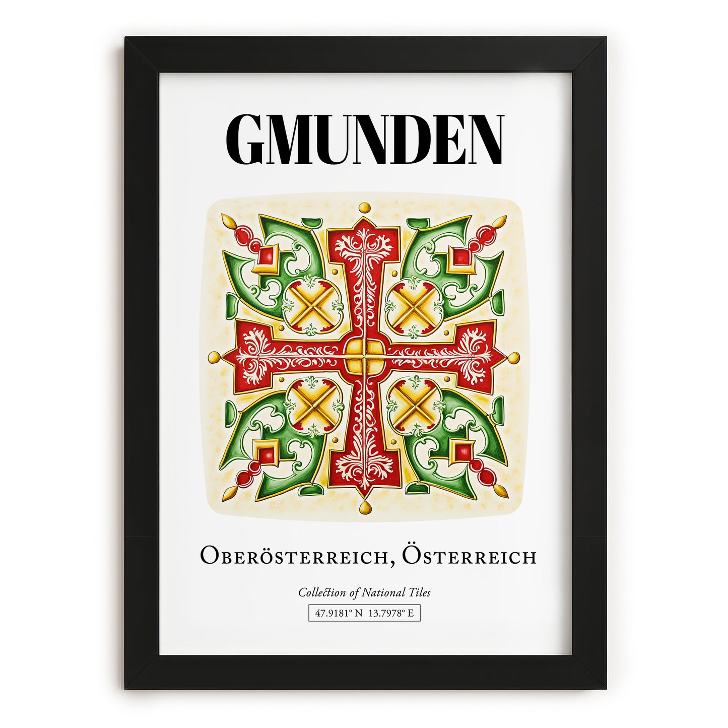 Gmunden, Austria – Travel Poster, in sleek black frame