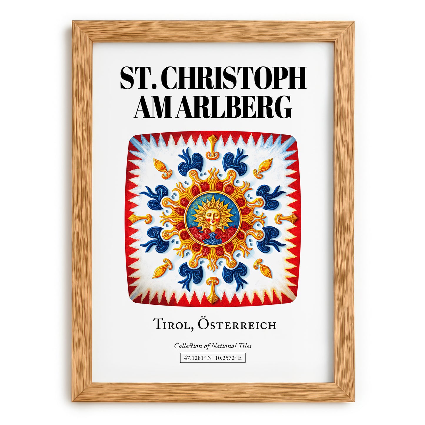 St. Christoph Am Arlberg, Austria – Architectural Travel Art, set in oak frame