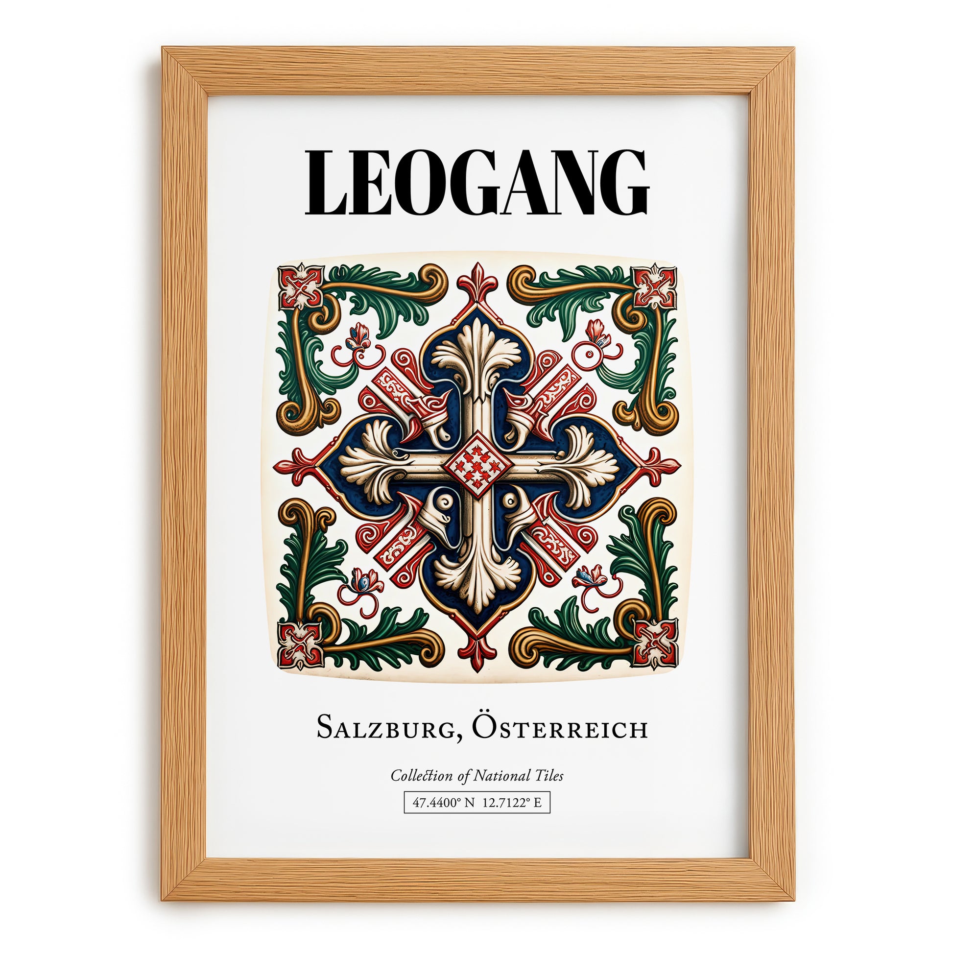 Leogang, Austria – Cultural Heritage Wall Art, set in oak frame