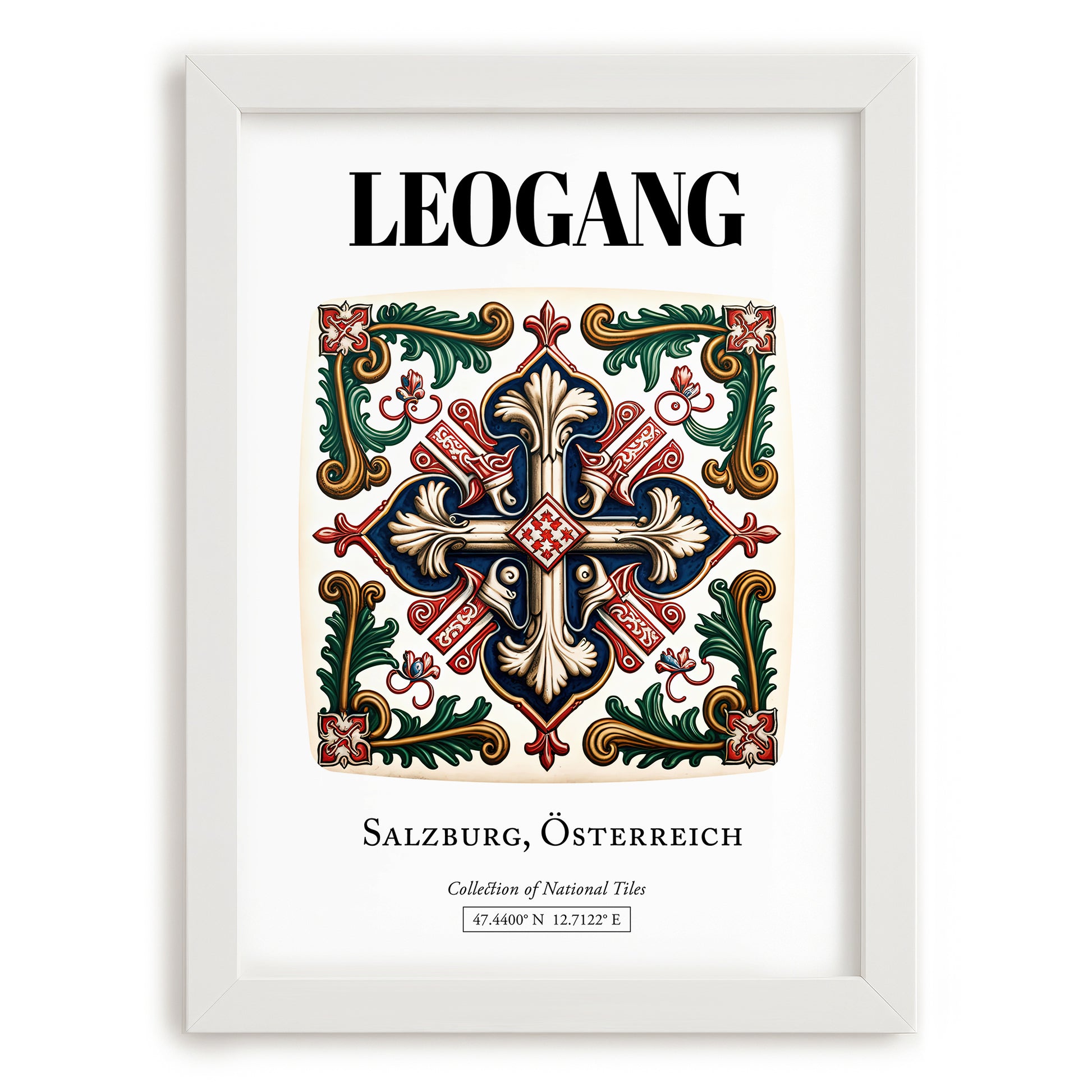 Leogang, Austria – Cultural Heritage Wall Art, placed in minimal white frame