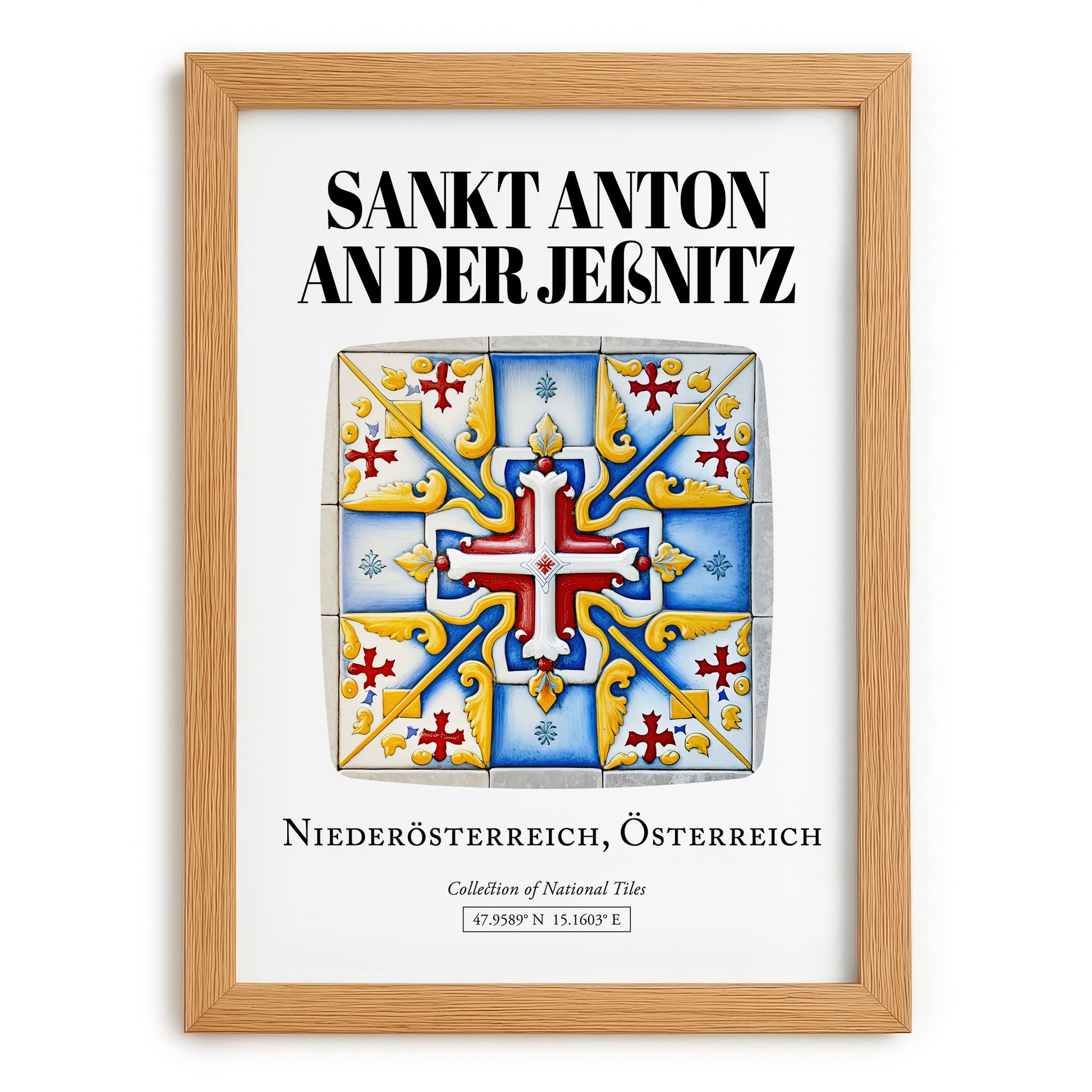 Sankt Anton An Der Jeßnitz, Austria – Travel Print, set in oak frame