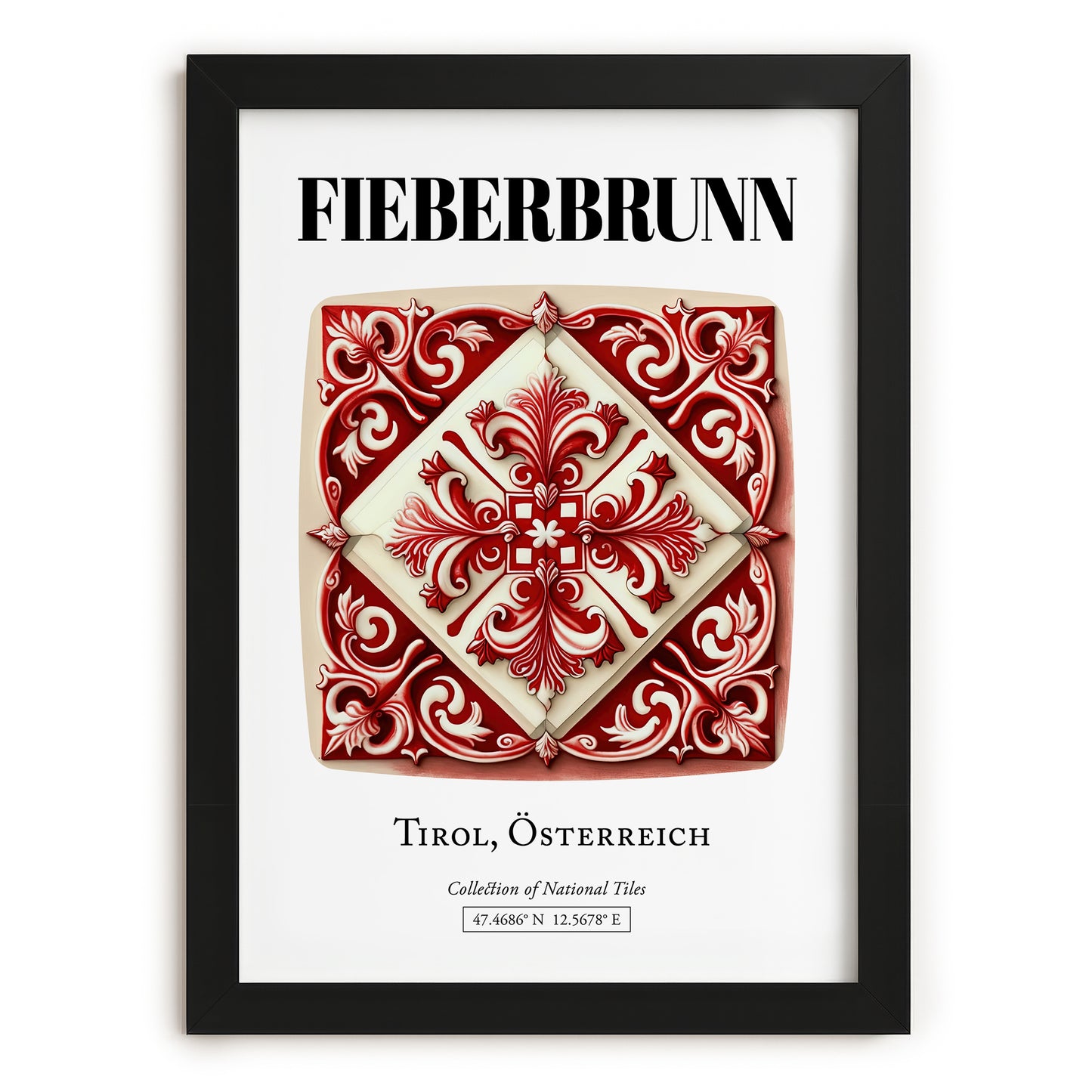 Fieberbrunn, Austria – Tourist Destination Poster, in sleek black frame