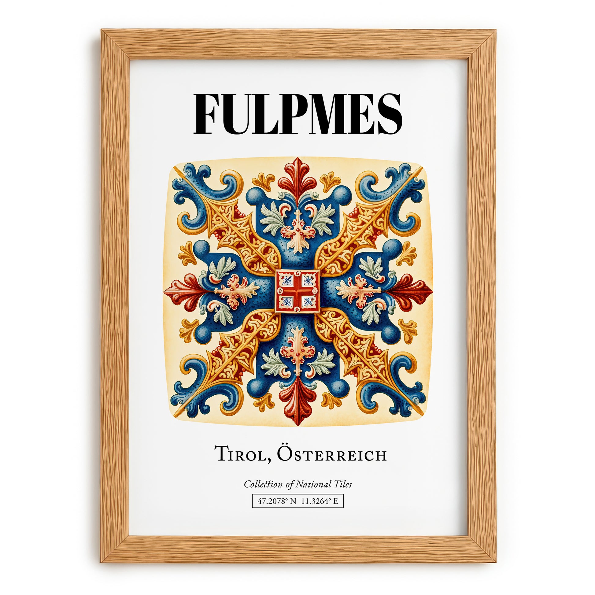 Fulpmes, Austria – Travel Print, set in oak frame