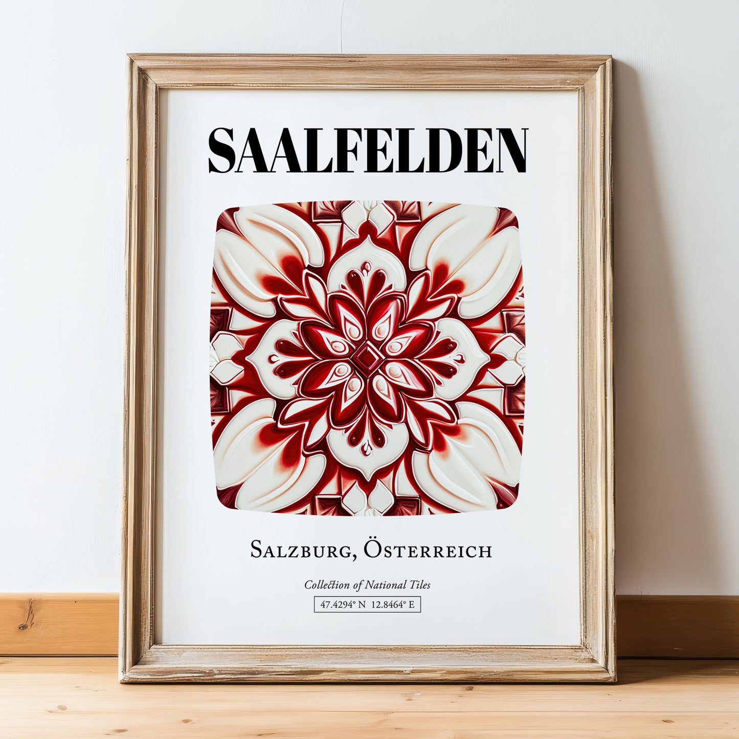 Saalfelden, Austria – Travel Print, in wooden frame leaning on the floor