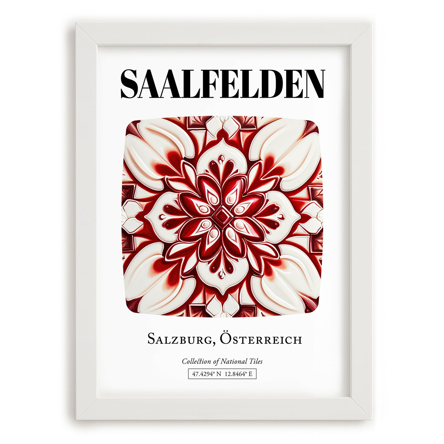 Saalfelden, Austria – Travel Print, placed in minimal white frame