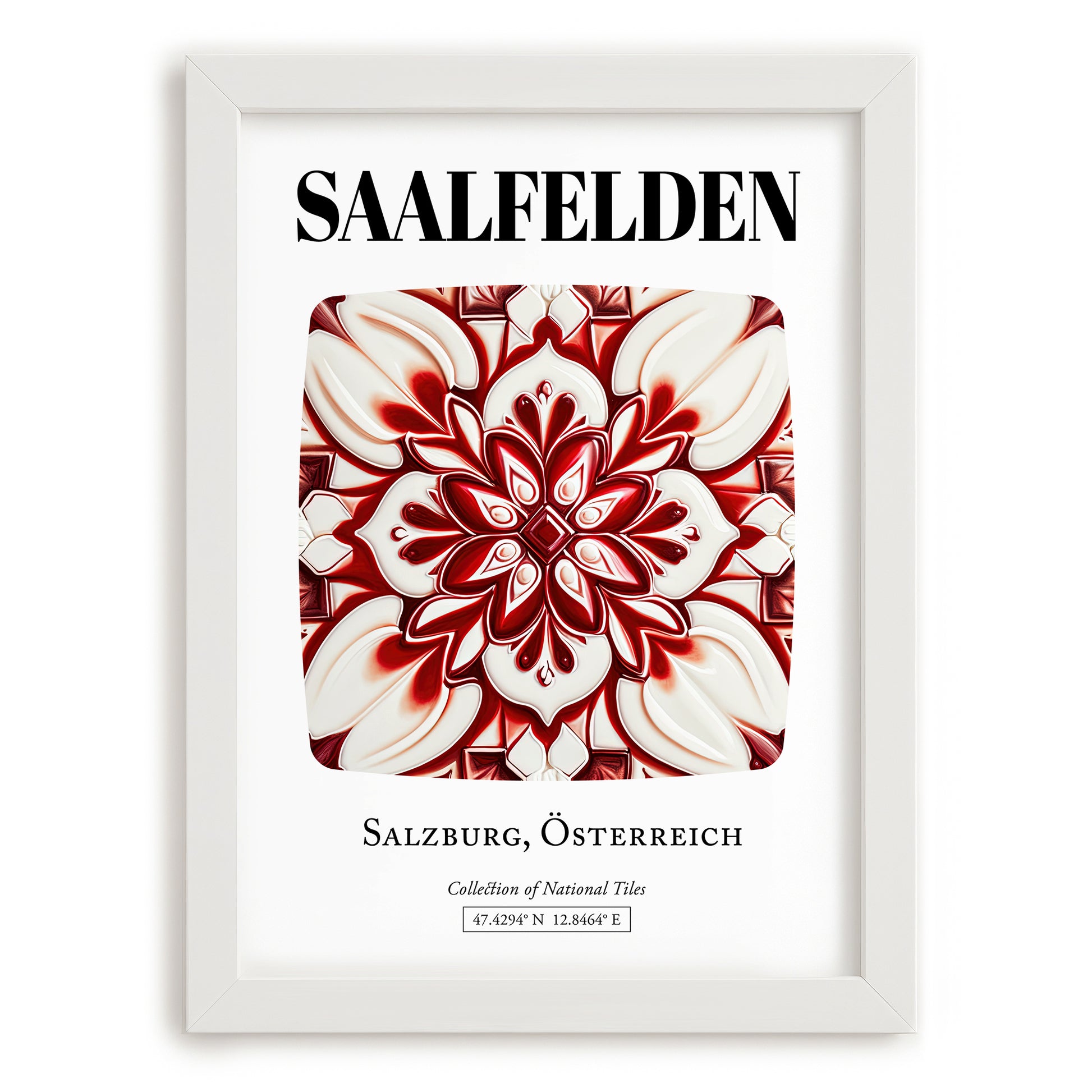Saalfelden, Austria – Travel Print, placed in minimal white frame