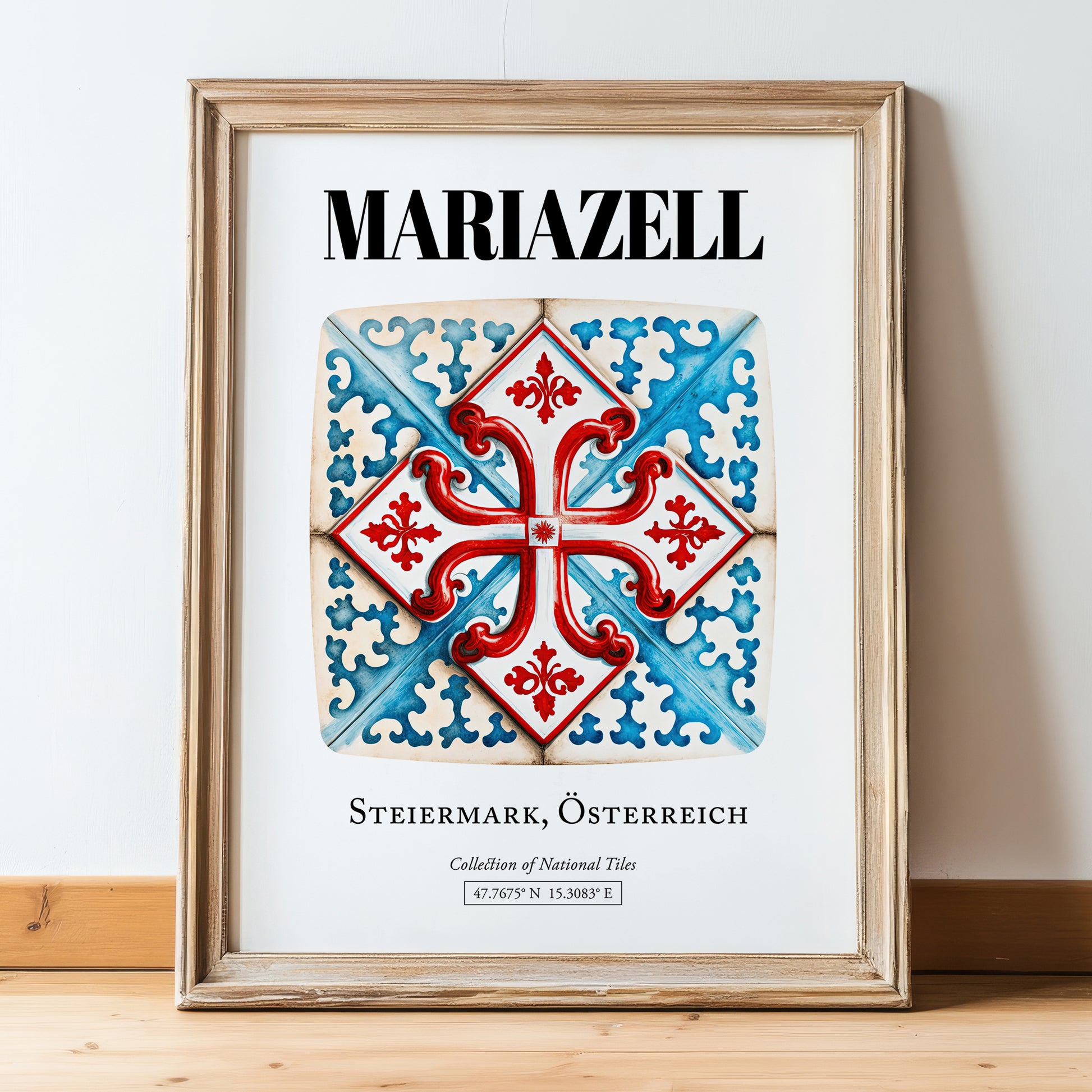 Mariazell, Austria – National Pride Wall Decor, in wooden frame leaning on the floor