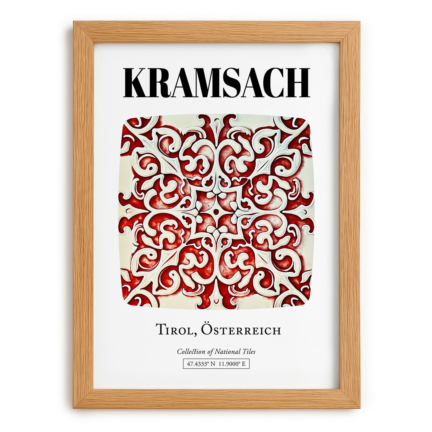 Kramsach, Austria – Architectural Travel Art, set in oak frame