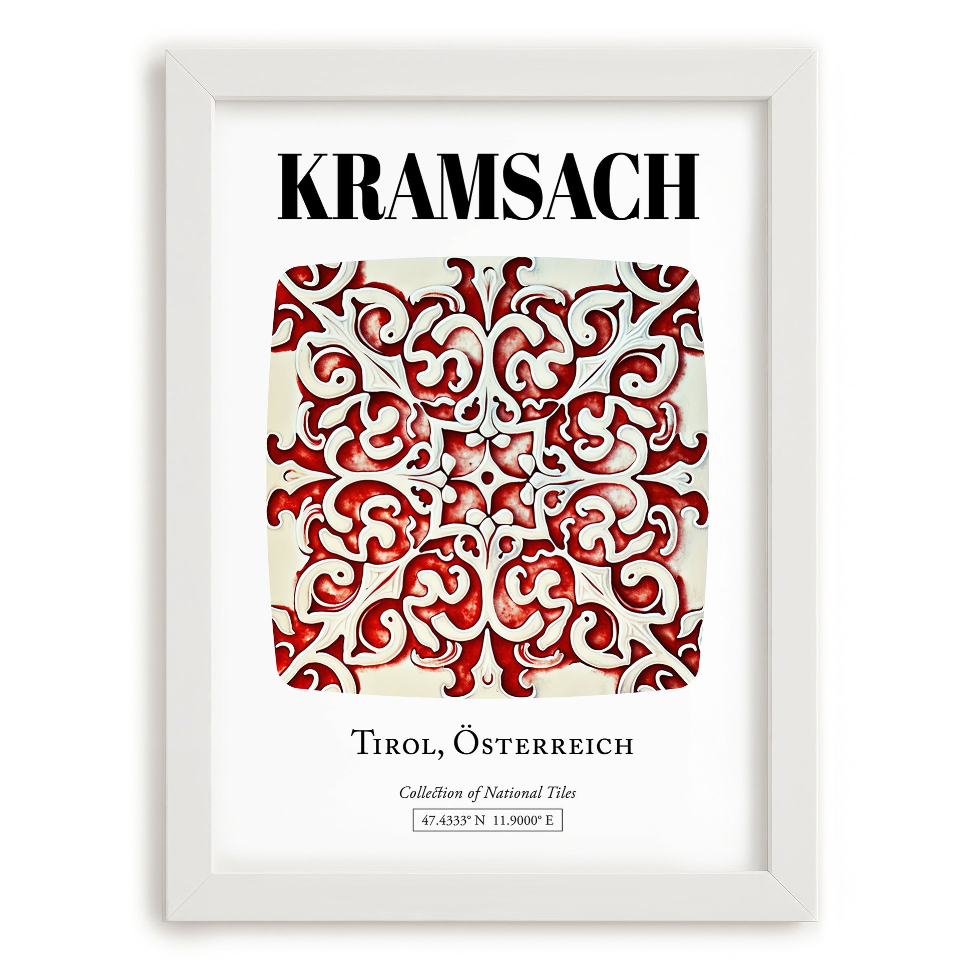 Kramsach, Austria – Architectural Travel Art, placed in minimal white frame