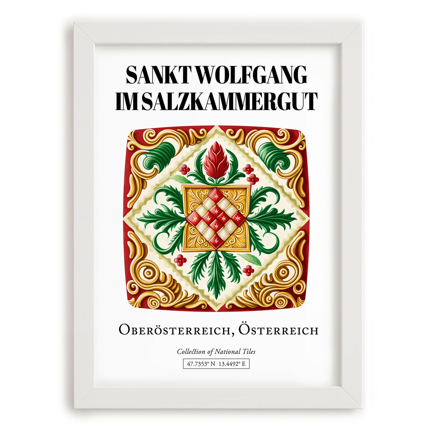 Sankt Wolfgang Im Salzkammergut, Austria – Historic Cities Art Print, placed in minimal white frame