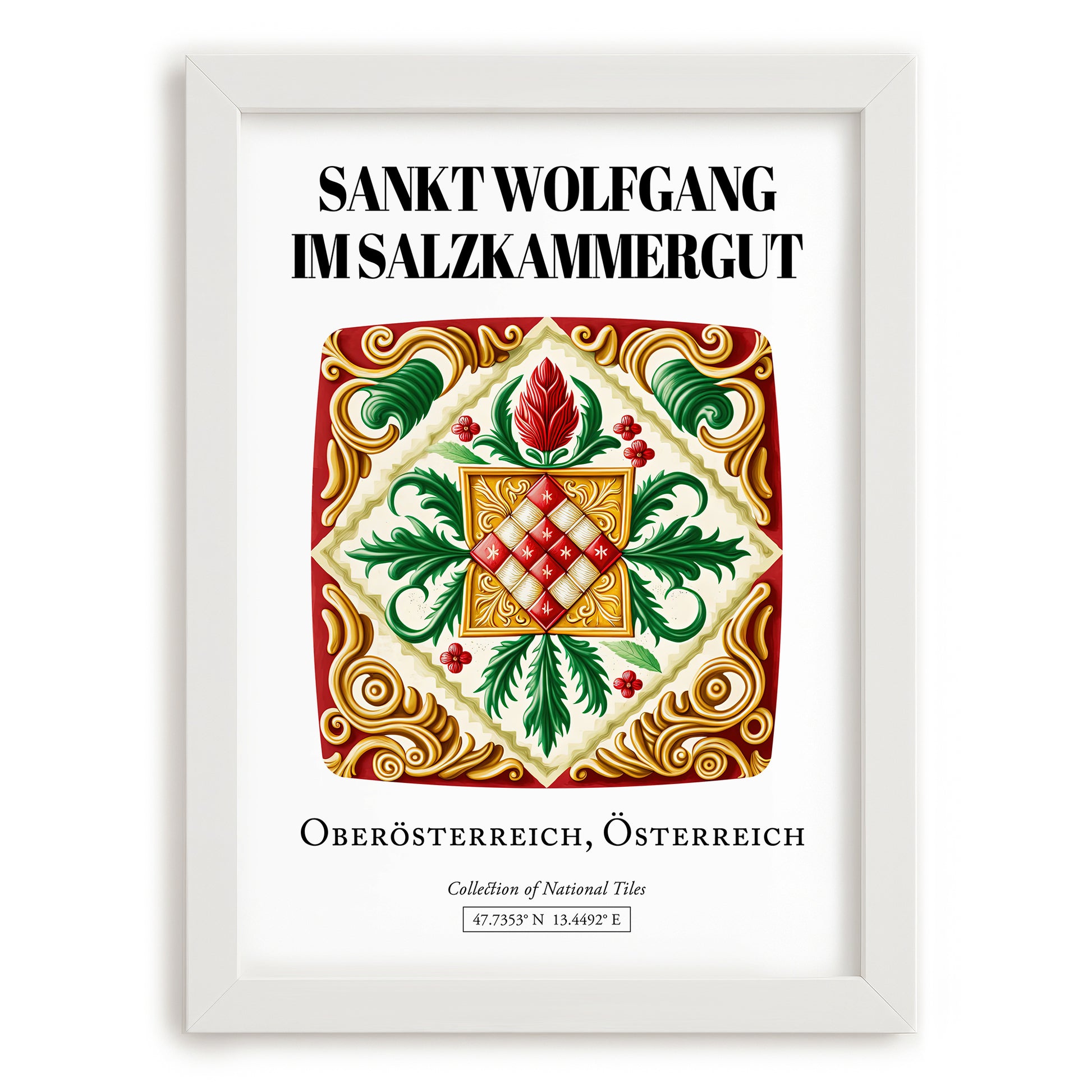 Sankt Wolfgang Im Salzkammergut, Austria – Historic Cities Art Print, placed in minimal white frame