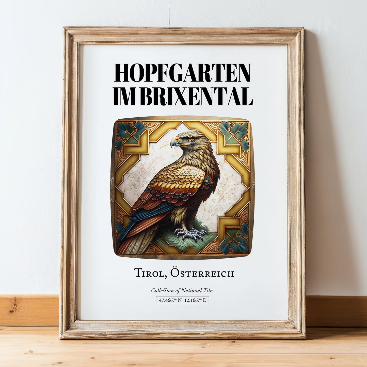 Hopfgarten Im Brixental, Austria – Travel Print, in wooden frame leaning on the floor