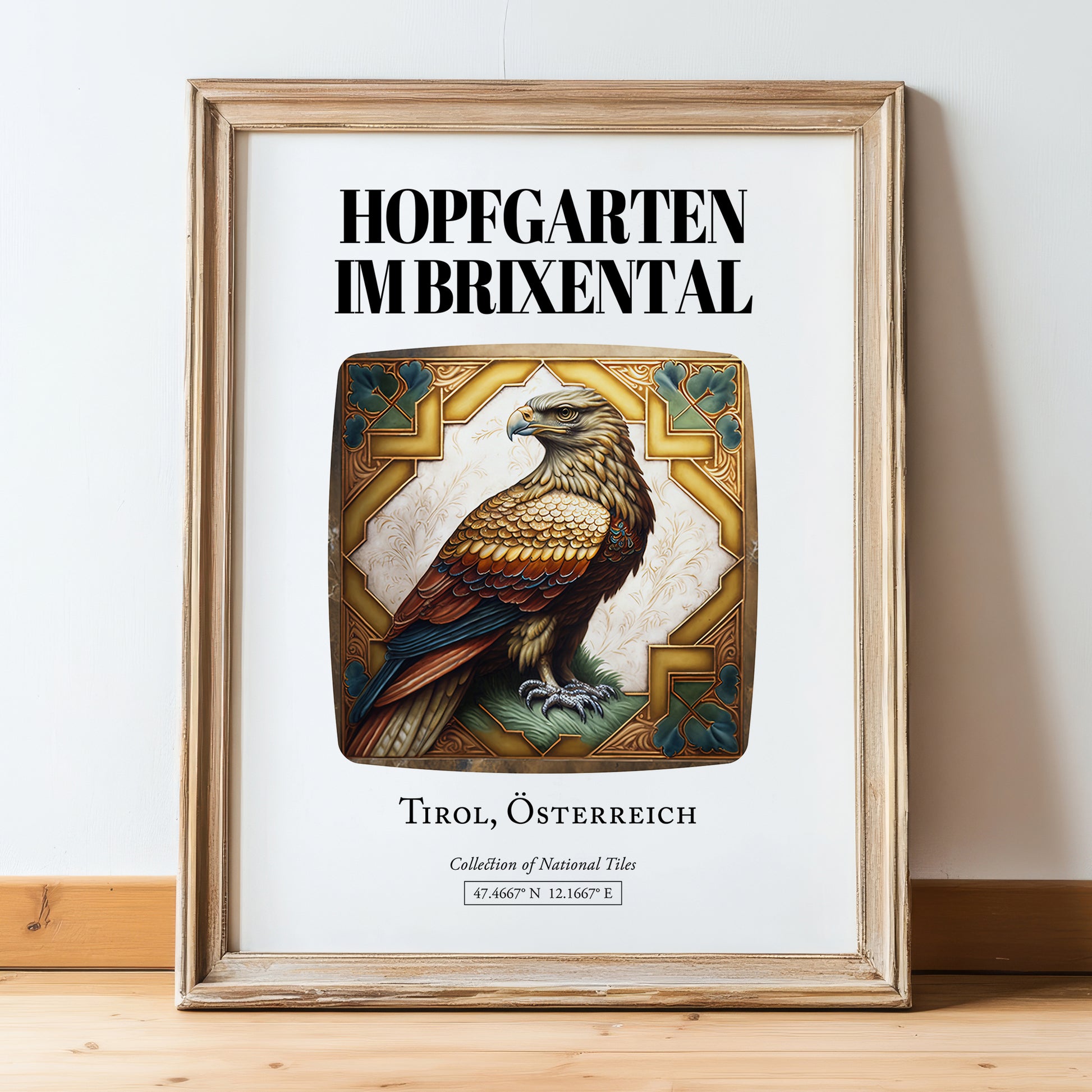 Hopfgarten Im Brixental, Austria – Travel Print, in wooden frame leaning on the floor