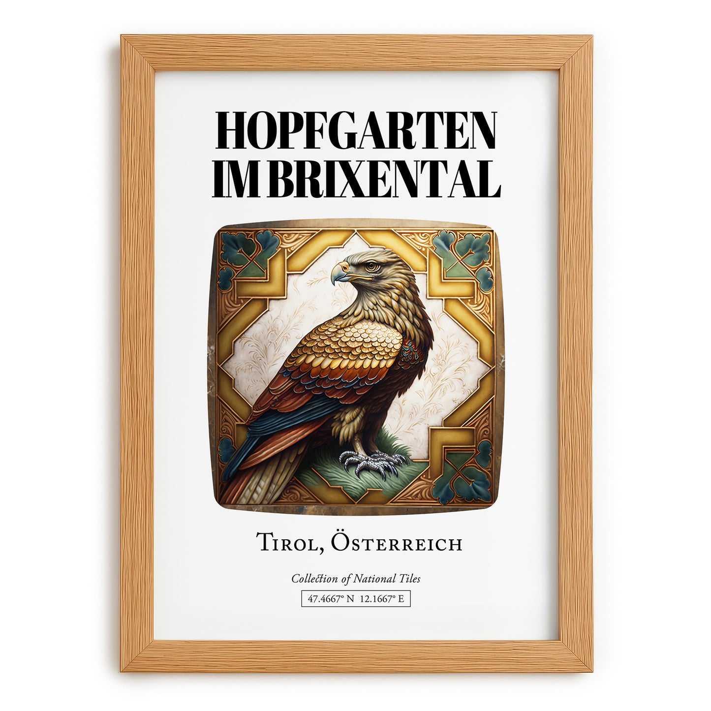 Hopfgarten Im Brixental, Austria – Travel Print, set in oak frame