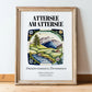 Attersee Am Attersee, Austria – Travel Poster, in wooden frame leaning on the floor