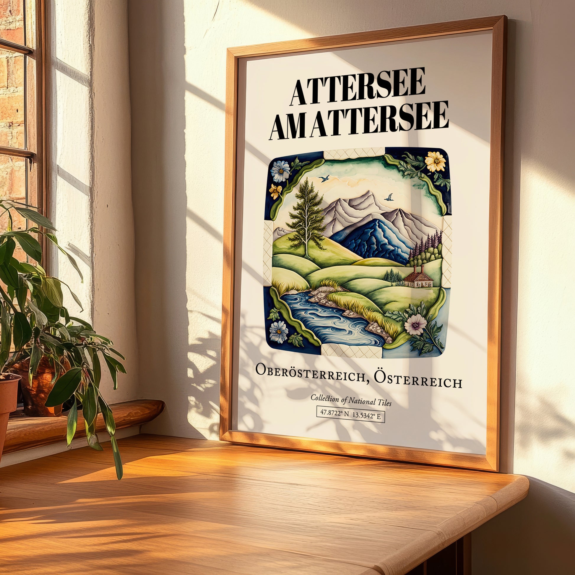 Attersee Am Attersee, Austria – Travel Poster, clean layout with no caption