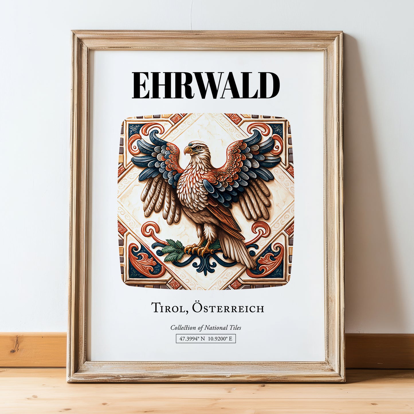 Ehrwald, Austria – Travel Print, in wooden frame leaning on the floor