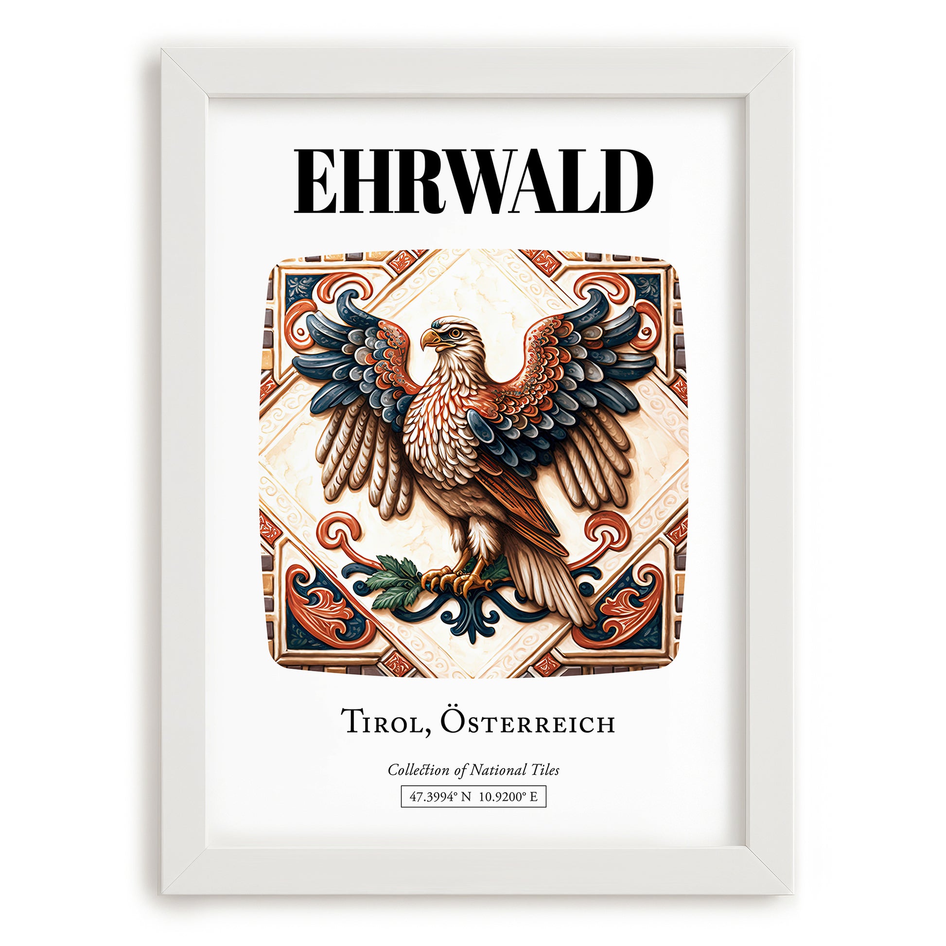 Ehrwald, Austria – Travel Print, placed in minimal white frame