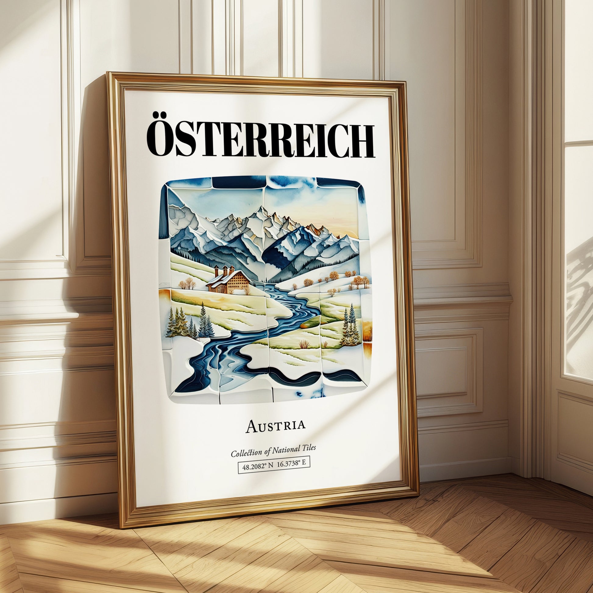 Österreich, Austria – Travel Poster, styled in a charming Paris street view