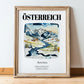 Österreich, Austria – Travel Poster, in wooden frame leaning on the floor
