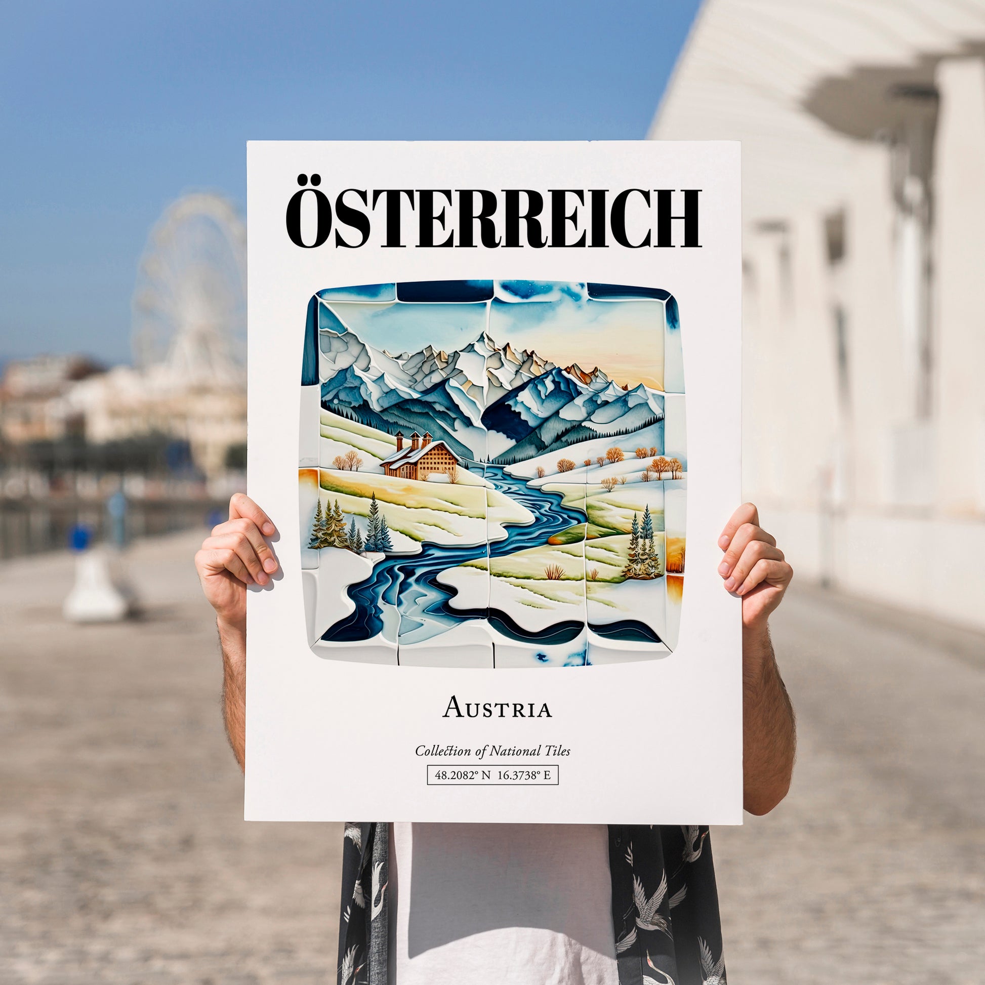 Österreich, Austria – Travel Poster, no-text version framed in wood