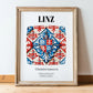 Linz, Austria – Global Cities Wall Print, in wooden frame leaning on the floor