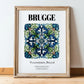 Bruges, Belgium – Travel Poster, in wooden frame leaning on the floor