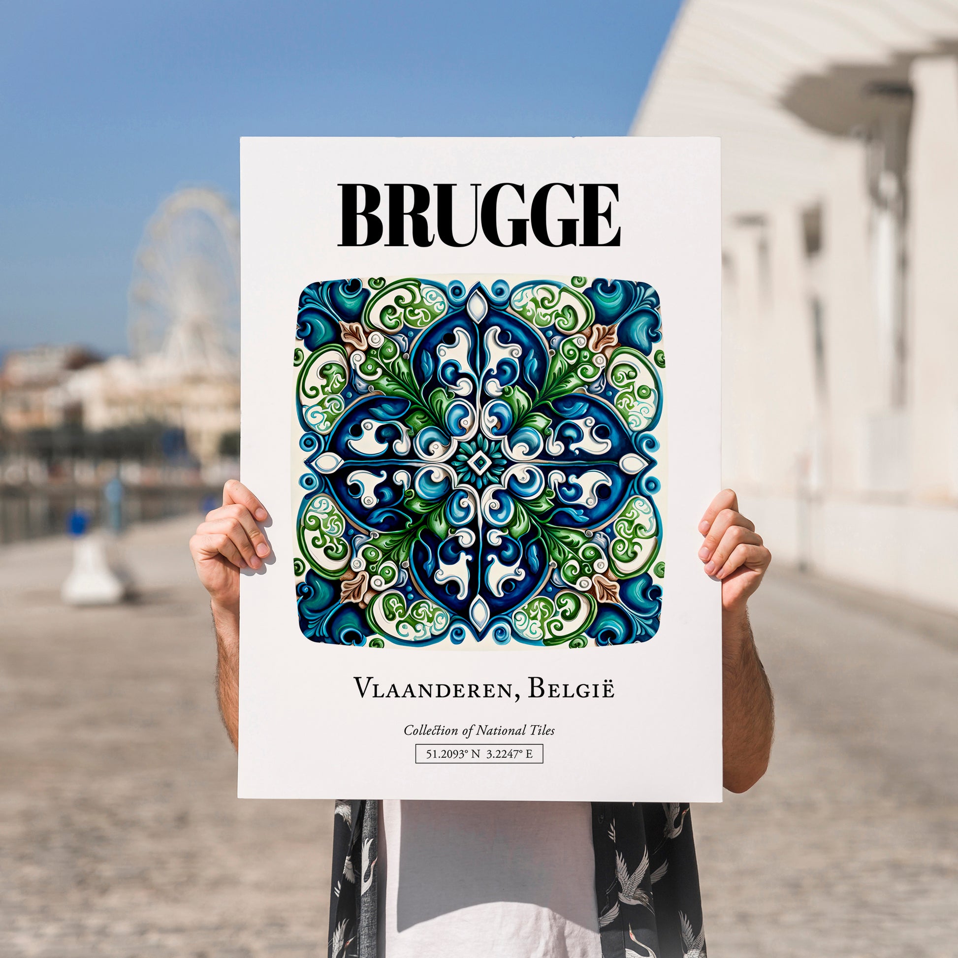 Bruges, Belgium – Travel Poster, no-text version framed in wood