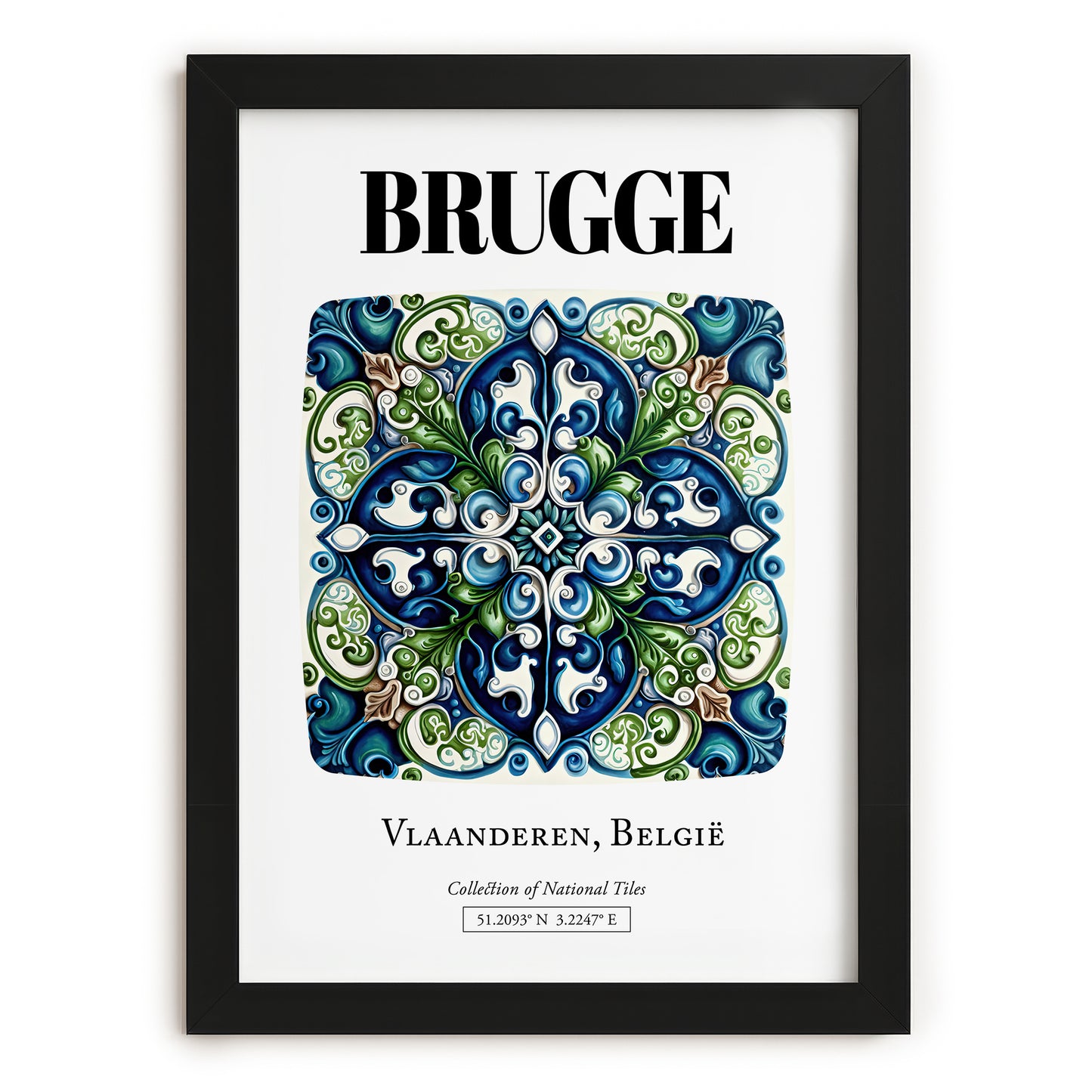 Bruges, Belgium – Travel Poster, in sleek black frame