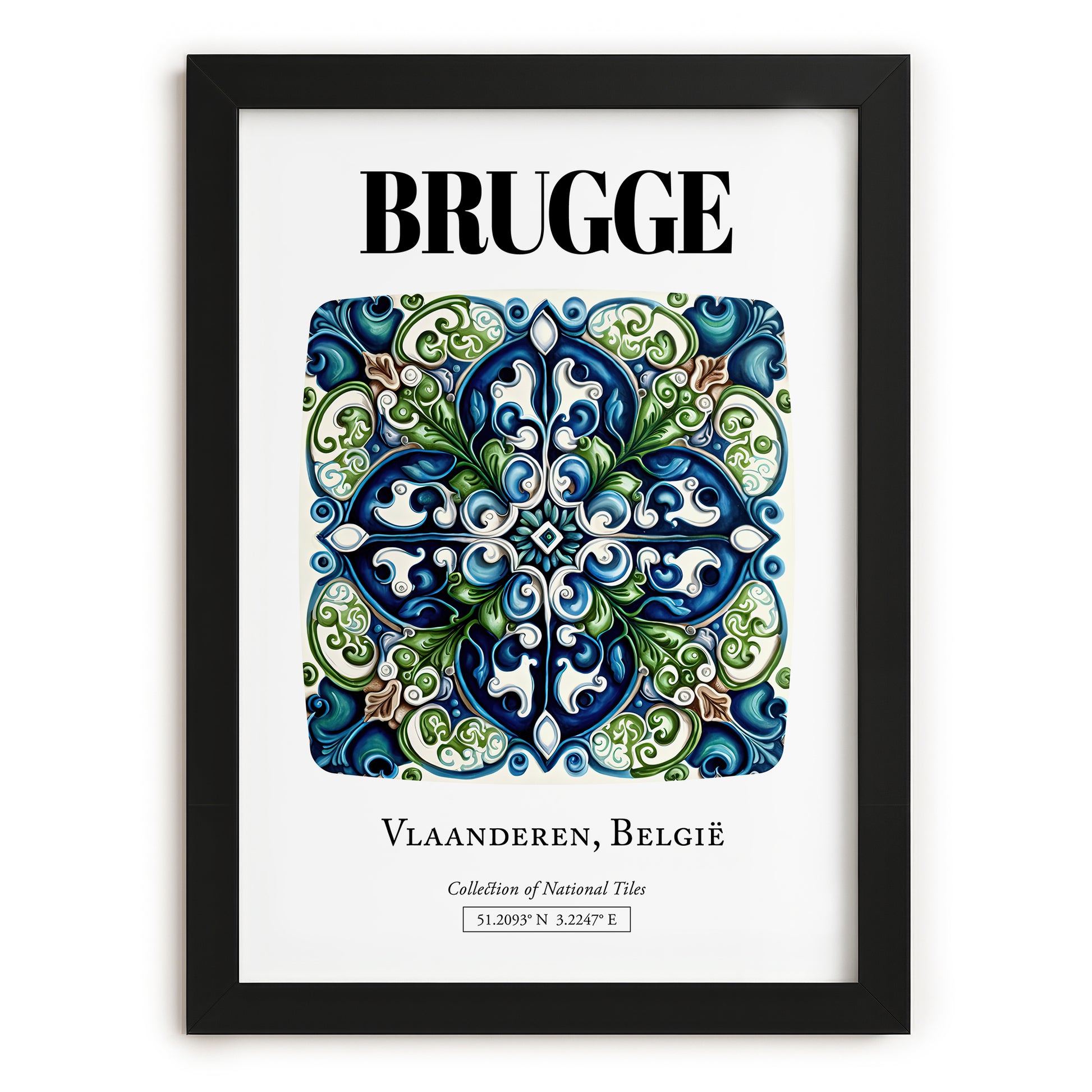 Bruges, Belgium – Travel Poster, in sleek black frame