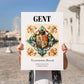 Ghent, Belgium – Travel Poster, no-text version framed in wood